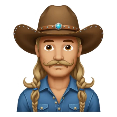 tattooed and mustached cowboys long hair sticker
