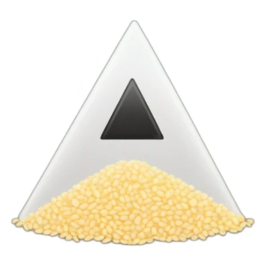 Grain of rice with a black equilateral triangle sticker