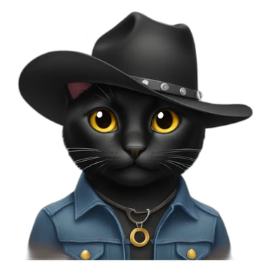 black cat wearing a cowboy hat sticker