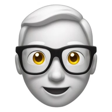 Standart smile, emoji, smart, in transparent glasses, smiling sticker