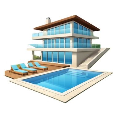 modern house on the hill, with a pool sticker