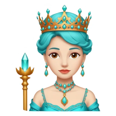 Queen – coral staff + turquoise gown. sticker