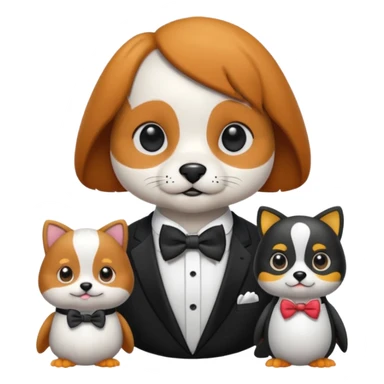 Mother Cat,Grandpa dog and peinguin kid sticker