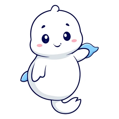 Baby beluga with a toy sticker