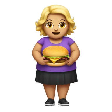 fat girl holding a burger sticker