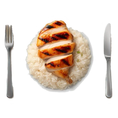Grilled chicken breast on plate of rice sticker