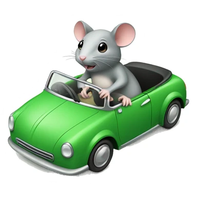 Cute rat driving green car sticker