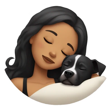 Girl sleeping with a black pitbull  sticker