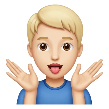 face with tongue out and hands on the side sticker