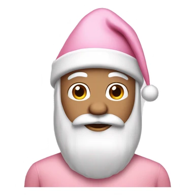 white raced santa wearing a light pink santa suit and a light pink santa hat  sticker