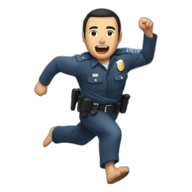 oriental man being chased by police sticker
