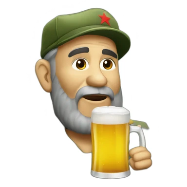 Fidel castro drinking a beer sticker