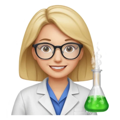 a white woman scientist wearing glasses sticker