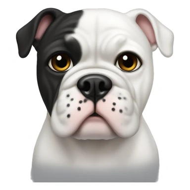 White frenxh bulldog with black fur on around the eyes and one ear. The dog only has one eye  sticker