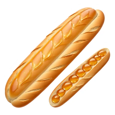 French baguette, covered in honey and garlic sticker