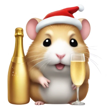 hamster christmas with champagne sticker