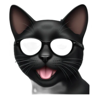 black cat wearing sunglasses with tongue out  sticker