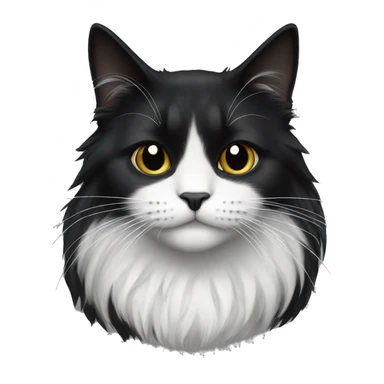 black long hair cat with black and white grid muzzle sticker