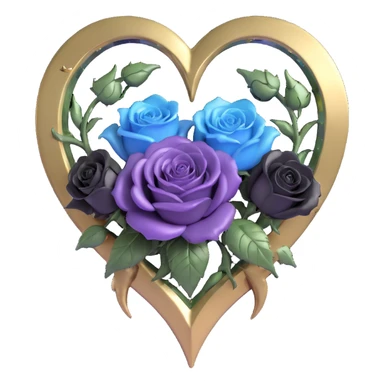 gothic heart made of antique mirror glass, silver crescent moon, black and white roses, holographic stardust, neon gold lightning, drenched and splintered glass sticker