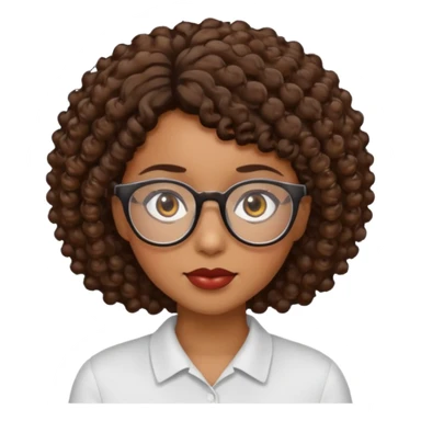 black woman brown eyes brown short curly hair with glasses sticker