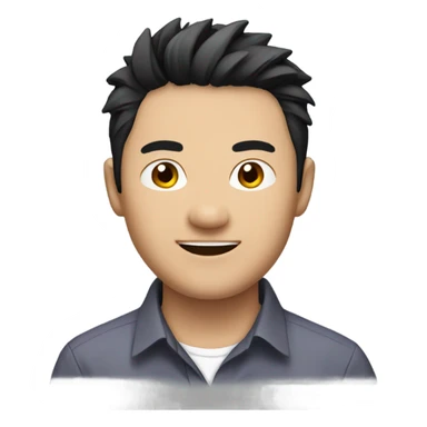 chinese man 40yo with spiky short black hair smile, smart buttoned shirt sticker