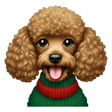 Red toy poodle in emerald green sweater sticker
