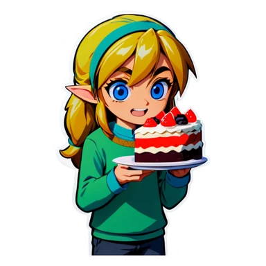 Link eating cake  sticker