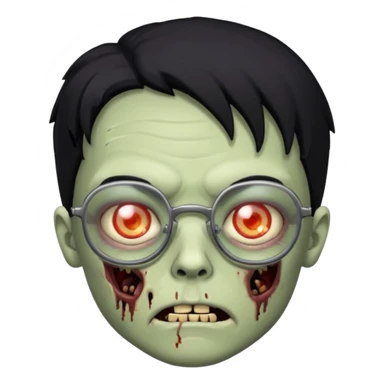 zumbie de cabelo preto,olhos pretos e oculos pequeno sticker