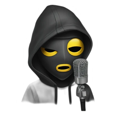 Masked rapper with a microphone sticker