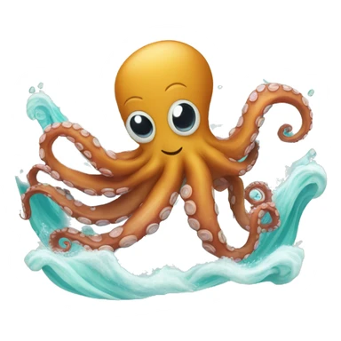 Octopus enjoying in the waves sticker