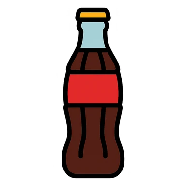 classic Coca-Cola glass bottle, red label, minimal background sticker