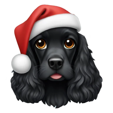 black cocker spaniel with christmas hat sticker