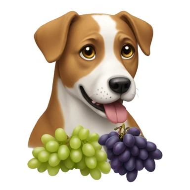 dog eating grapes sticker