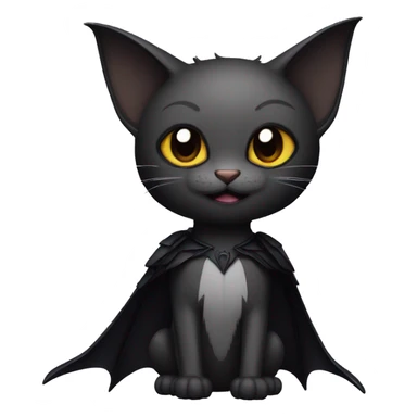 Black-Vampire-Batty-Cat-Fakémon-Cat With Bat-wings as ears  sticker