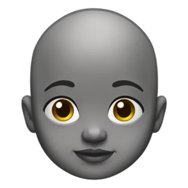 Bald Baby emoji with grey skin and very few hairs sticker