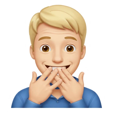 Gülen adam ağzını kapatıp parmaklarıyla delik yapıyo sticker