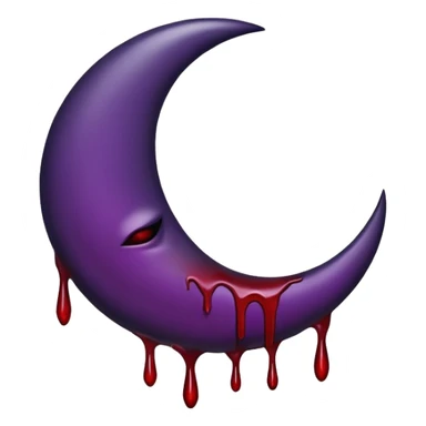 Black crescent moon with blood dripping from it dark purple sticker