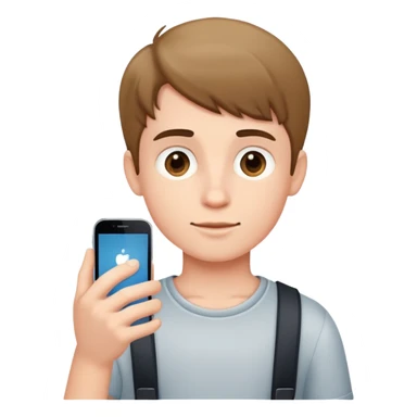 A boy with mobile  sticker