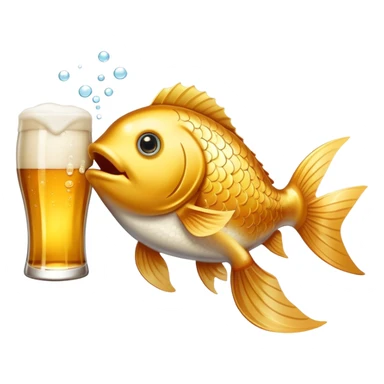 En fisk der drikker øl sticker