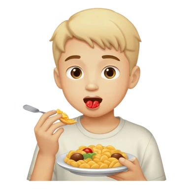 boy eating food sticker