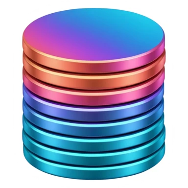 Stack of coins in gradient of turquoise, blue, pink, purple, and coral color sticker