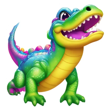 Lisa Frank sparkle rainbow cute alligator  sticker