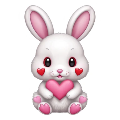 Bunny with bows and hearts sticker