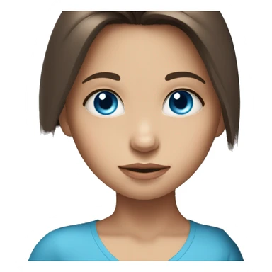 Long haired Brunette girl with blue eyes holding toddler blue eyes Brown Hair  sticker