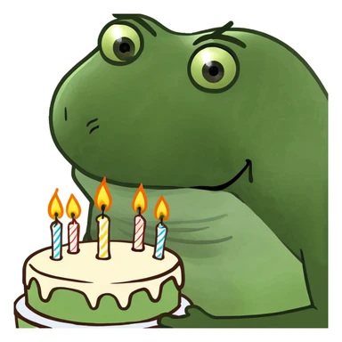 bufo blowing candles on cake sticker