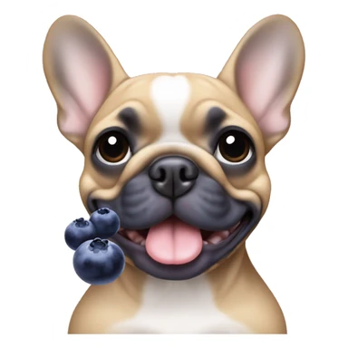 Tan frenchie with blueberry sticker