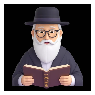 orthodox jewish man, reading Torah, glasses, hat sticker