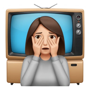 hands covering face woman hiding eyes but looking, afraid, televis sticker