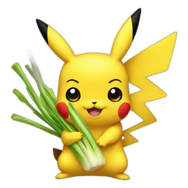 Pikachu with Leek sticker