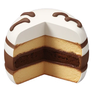 A mallomar with the shape of half a ball that is cut in half so you can see the different layers clearly sticker